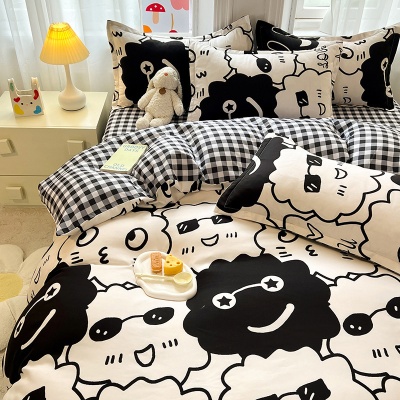 卡通床上用品被套学生宿舍三件套被单4件套亲肤水洗棉四件套清仓