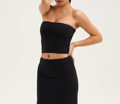 现货美式辣妹裸感亲肤一片式抹胸女纯欲性感打底裹胸运动健身度假