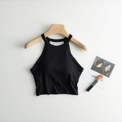 免穿文胸一体式露脐吊带内搭小背心女士带胸垫防走光打底内衣夏季
