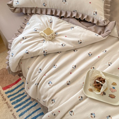 2025新款A类有氧针织双层纱花边单夏凉被空调被儿童被三件套四件