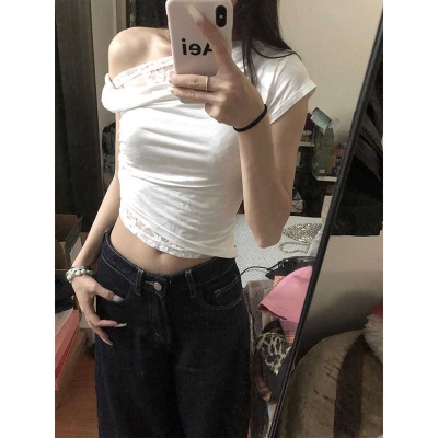 时尚性感辣妹露肩无袖背心T恤女春季新款显瘦内搭白色紧身上衣服