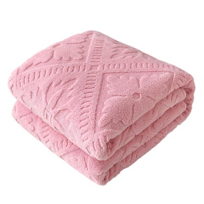 2025法莱绒提花毛毯双面毯子办公室午睡毯纯色礼品毯跨境毛毯批发