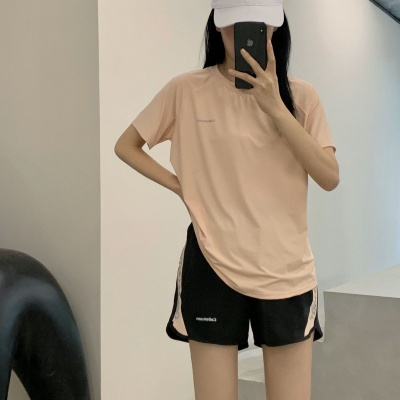 柔姿媚~裸感运动套装2.0夏季户外休闲冰丝套装透气速干两件套女