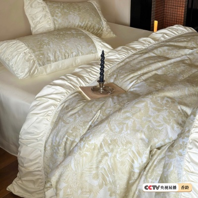 100S高支法式轻奢贡缎长绒棉全棉四件套高档纯棉被套床单床上用品