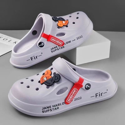 踩屎感洞洞鞋男款防滑软底厚底拖鞋男士外穿简约包头沙滩凉鞋室外