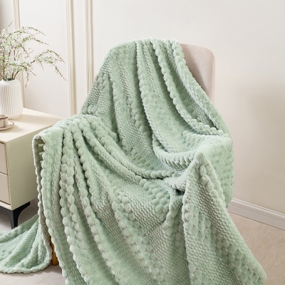 跨境贝贝绒金龟绒法兰绒提花毛毯办公室午睡空调毯子盖毯菠萝格毯