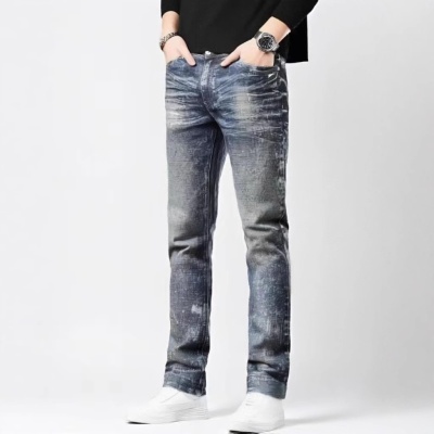 2025年新款高端潮流时尚男装牛仔裤跨境外贸来图来样支持定制