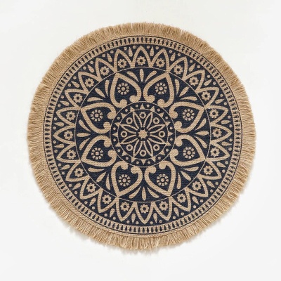 ins风简约餐具垫家居圆形编织垫餐厅复古黄麻装饰垫拍摄道具杯垫