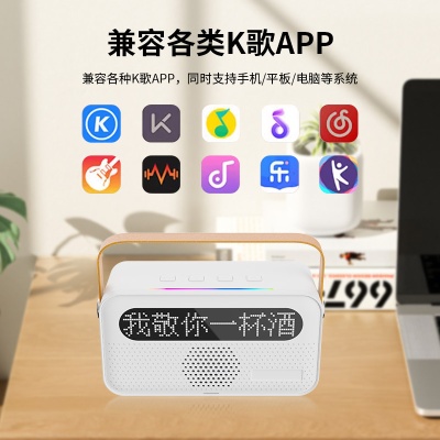 K歌音响Y8便携无线蓝牙音响带话筒歌词显示儿童无线麦克风一体