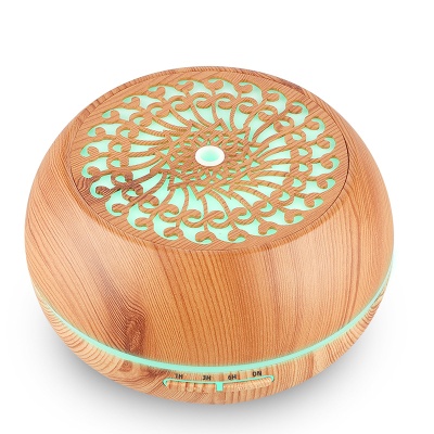 厂家木纹加湿器400ML精油香薰机跨境七彩夜灯桌面卧室加湿器