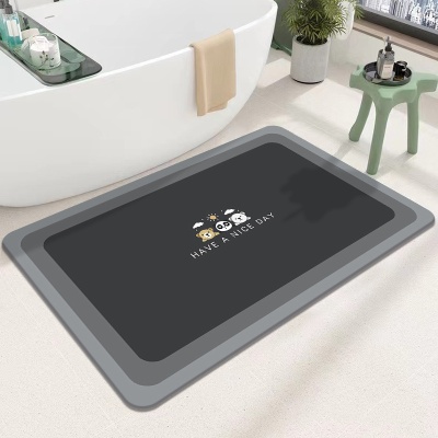 爆款浴室地垫硅藻泥强吸水速干脚垫淋浴间门口防滑门垫卡通风地毯