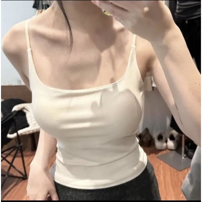 暖小艾702莫代尔吊带背心升级款一体杯云感棉修身显瘦女打底吊带