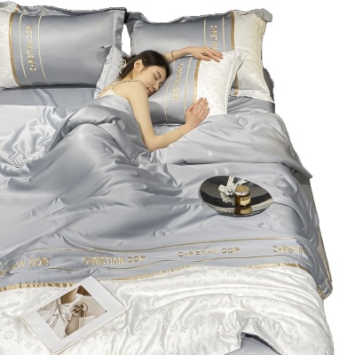 新款高端刺绣夏被四件套家用空调被夏凉夏季床上用品宿舍单夏被子