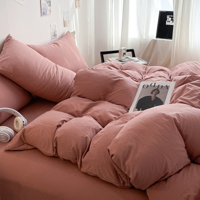 a类4四件套床单被套被罩枕套简约纯色学生宿舍水洗棉3三件套批发