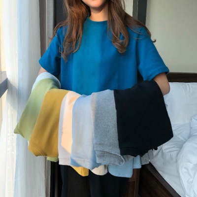 白色t恤女短袖夏季2025宽松简约体恤磨毛打底衫女内搭纯色上衣潮