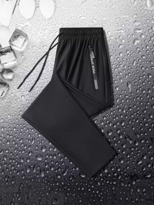 专属欧码跨境冰丝裤男女士宽松速干裤时尚运动百搭直筒夏季长裤子