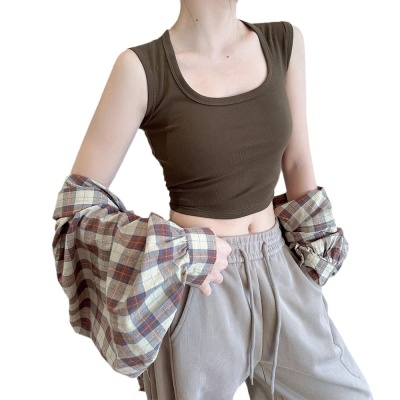 萝卜大叔遮副乳吊带背心女带胸垫一体外穿春夏秋打底内搭辣妹上衣