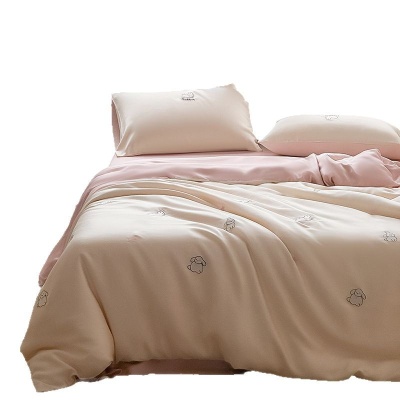 高奢A类100兰精天丝刺绣夏被床单四件套丝滑凉感夏被宿舍空调被子