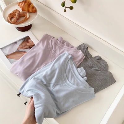 现货天丝醋酸莱赛尔绵羊毛打底衫夏季薄款圆领空调防晒罩衫