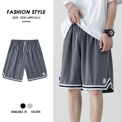 运动短裤男士宽松冰丝休闲篮球裤子夏季薄款潮流阔腿夜跑五分中裤