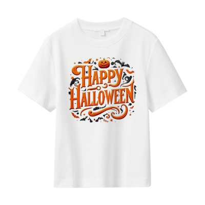 跨境新款万圣节图案男士上衣宽松圆领时尚男青少年潮男装短袖t恤