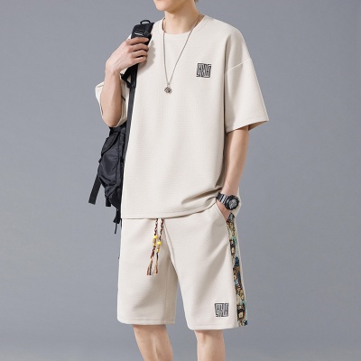 NASA中式运动套装男士夏季冰丝速干短袖T恤轻薄透气大码休闲短裤