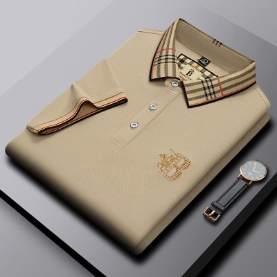 啄木鸟正品大牌男装夏季短袖t恤男士格子宽松翻领潮牌polo衫男式