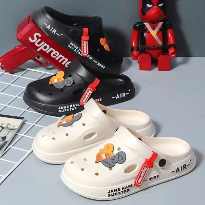 踩屎感洞洞鞋男款防滑软底厚底拖鞋男士外穿简约包头沙滩凉鞋室外