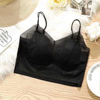 蕾丝小胸美背内衣一体吊带女士春夏短款小胸聚拢内衣胸垫打底背心