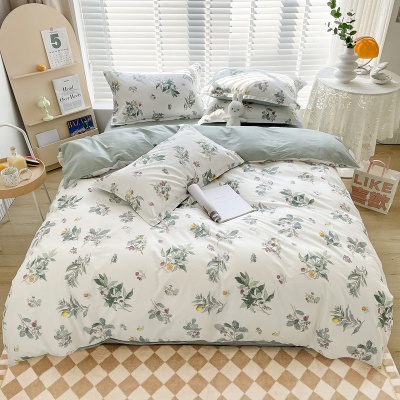 小清新全棉四件套宿舍纯棉三件套碎花棉被套床单床上用品批发团购