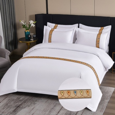 120克加密织带款酒店床上用品被套床单1.5m1.8米四件套批发代发