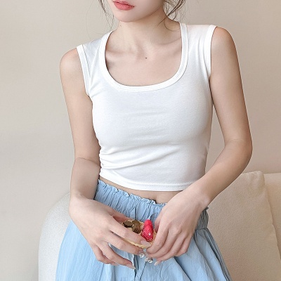 萝卜大叔遮副乳吊带背心女带胸垫一体外穿春夏秋打底内搭辣妹上衣