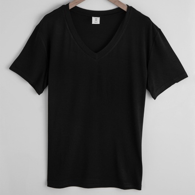 夏季v领短袖宽松t恤莫代尔2023新款气质通勤女装纯色打底衫TR6144