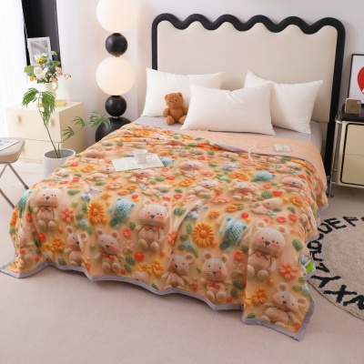 跨境新款翩翩起舞空调被薄被立体浮雕3D数码印花凉感丝夏被批发