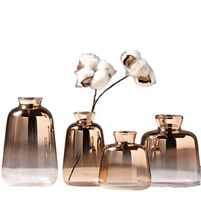 批发北欧现代电镀玻璃迷你小花瓶 水培花器  高品质桌面家居摆件