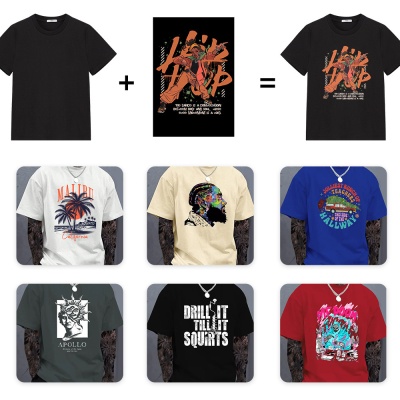 跨境爆款纯棉短袖男士重磅上衣宽松圆领休闲男女同款情侣装T恤