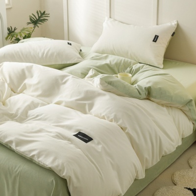 全棉水洗棉四件套 100纯棉被套床单学生宿舍150x200被罩床笠床品3