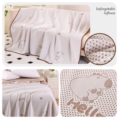 2025新款夏季纯色凉感绒豆豆提花针织空调盖毯亲肤毛毯空调被批发