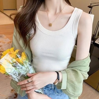 抖音爆款女士螺纹背心女运动修身内搭外穿显瘦春夏新款修身打底衫