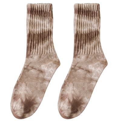 25春夏扎染松罗口情侣袜堆堆女袜中筒街潮ins棉袜运动休闲户外风