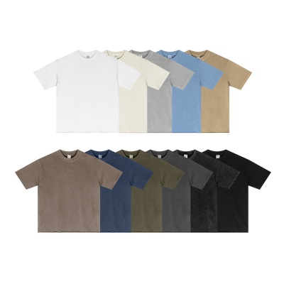 BE男装|2025夏季重磅跨境大码圆领纯棉t恤落肩宽松美拉德短袖男潮