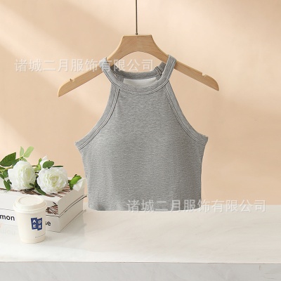 网红爆款个性挂脖背心女夏季性感超短露脐款螺纹莫代尔抹胸小吊带
