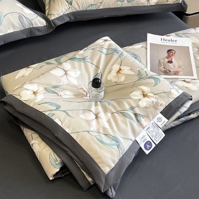 夏季A类轻奢空调被四件套可机洗夏天水洗棉薄款单双人凉感薄被子
