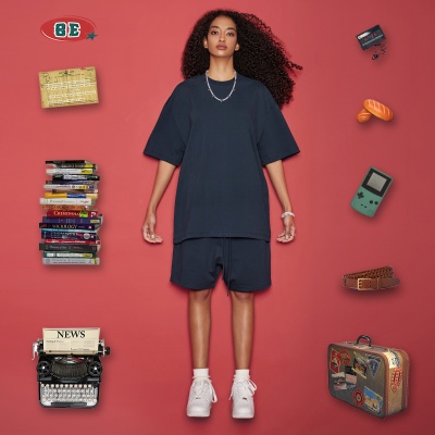 BE男装2025春夏季305G重磅t恤男美式纯棉潮牌纯色短袖青少年t恤