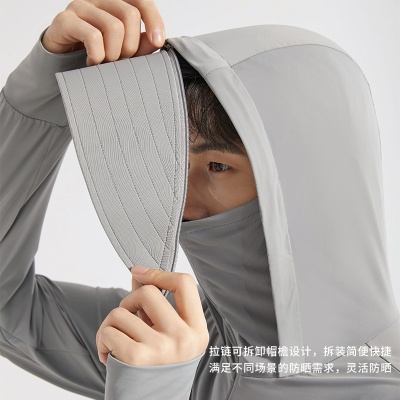 户外原纱冰丝防晒衣女夏可拆卸大帽檐防晒上衣防紫外线骑行防晒服