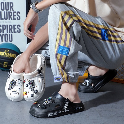 洞洞鞋男款2024夏季沙滩鞋防滑轻便厚底踩屎感外穿运动包头拖鞋男