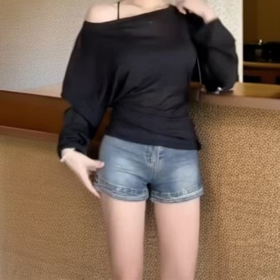 夏季时尚绑带罩衫宽松长袖T恤女小众薄款设计感微透上衣