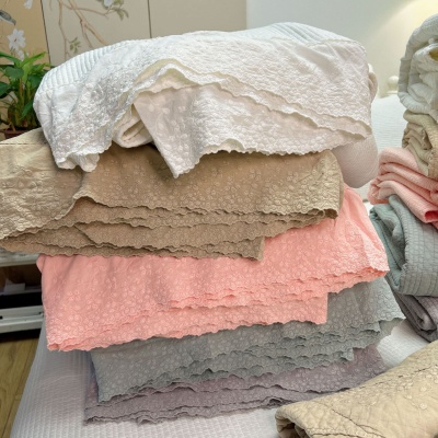 直条染色砂洗60支全棉巴厘纱高织密床单床盖夏被空调被三，四件套