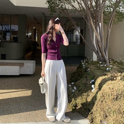 中袖V领内搭打底衫针织开衫女2025春夏新款内搭高级感修身短上衣