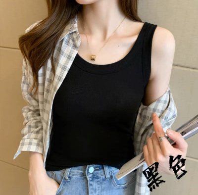 白色背心女西装内搭遮副乳宽肩带纯棉无袖t恤打底上衣夏外穿